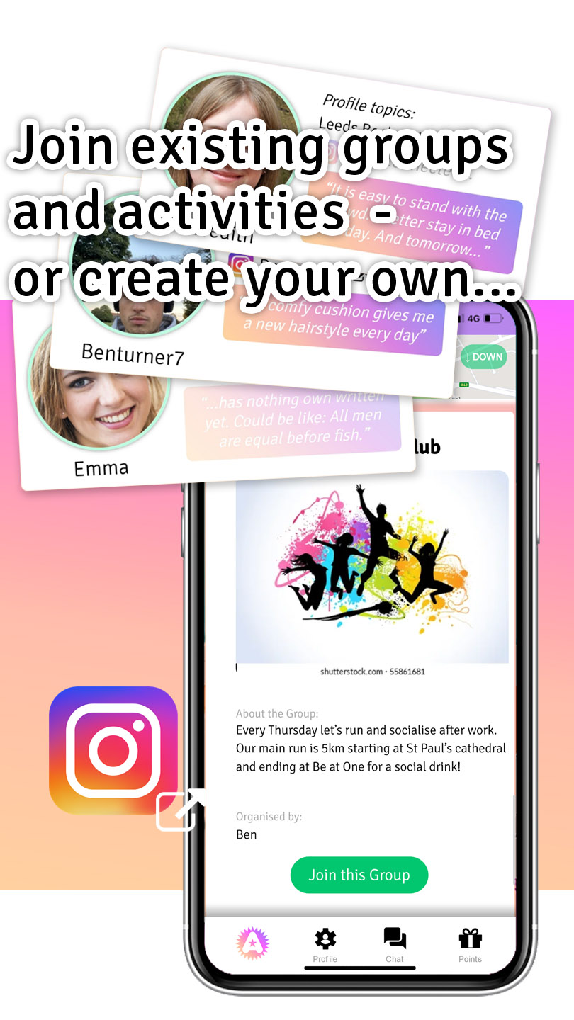 Join existing groups nearby - or create your own